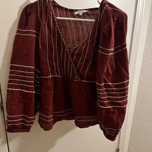 Madewell Red Boho Top Small